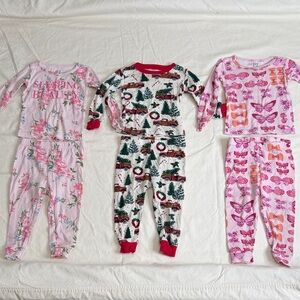 Girls Long-Sleeve Pajama Two Piece Set, Sleeping Beauty, Butterflies, Christmas